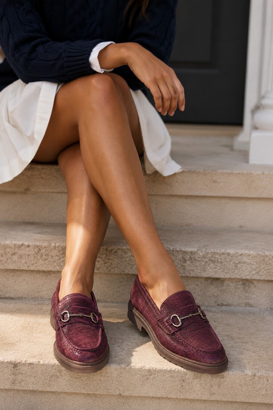 AGL Purple Sparkle Chunky Loafers Womens 10 Preppy Lug Horse-bit Academia Shoes